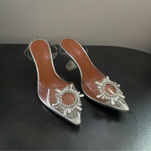 Amina Muaddi x AWGE Clear PVC Crystal Mule Sculptural Heel Size 36 A$AP Rocky